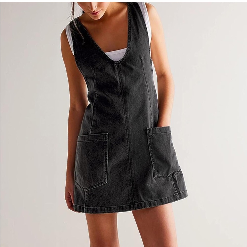 Black Denim Sleeveless Dress